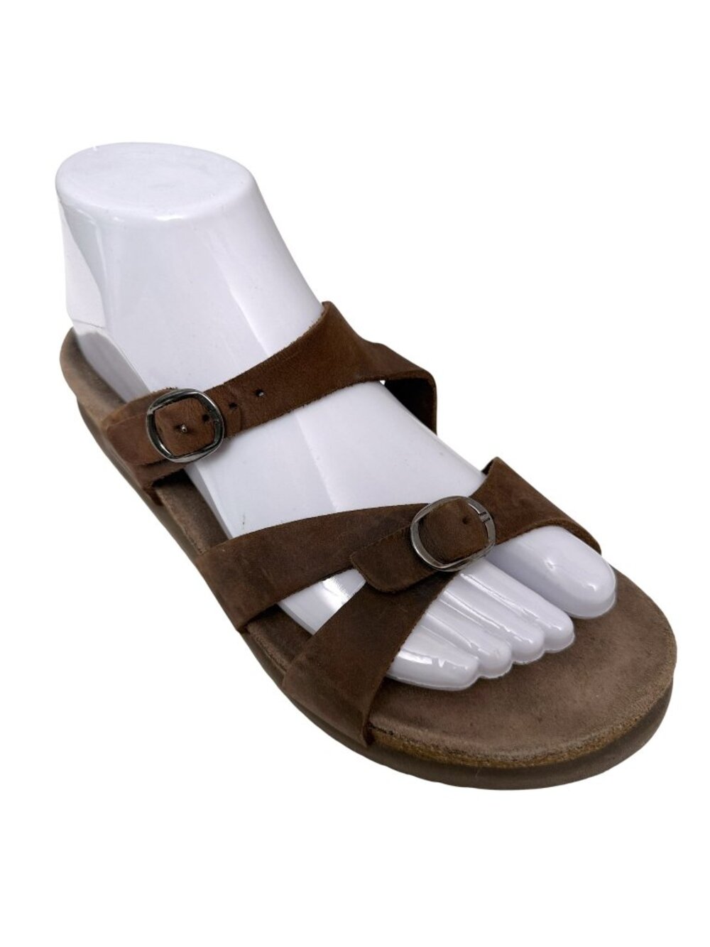 Mephisto Hannel Sandals Size 37 US 7 Brown Leather Buckle Cork Footbed